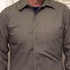 IZOD DRESS SHIRT GRAY DARK OLIVE